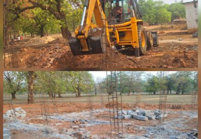 घटिया निर्माण स्कूल भवन की नीव को किया ध्वस्त