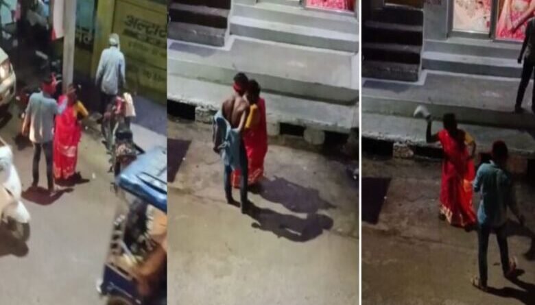 टीकमगढ़ में बीच बाजार शराबी पति-पत्नी का हाईवोल्टेज ड्रामा