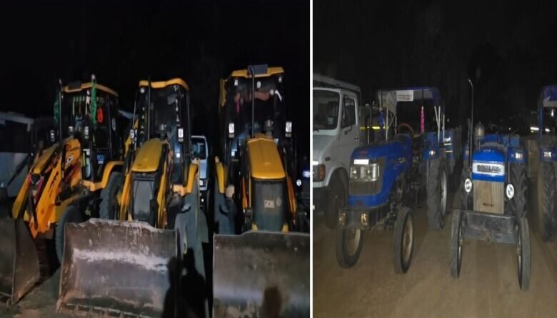 जीपीएम जिले में अवैध खनन पर बड़ी कार्रवाई, 3 जेसीबी और 3 ट्रैक्टर जब्त